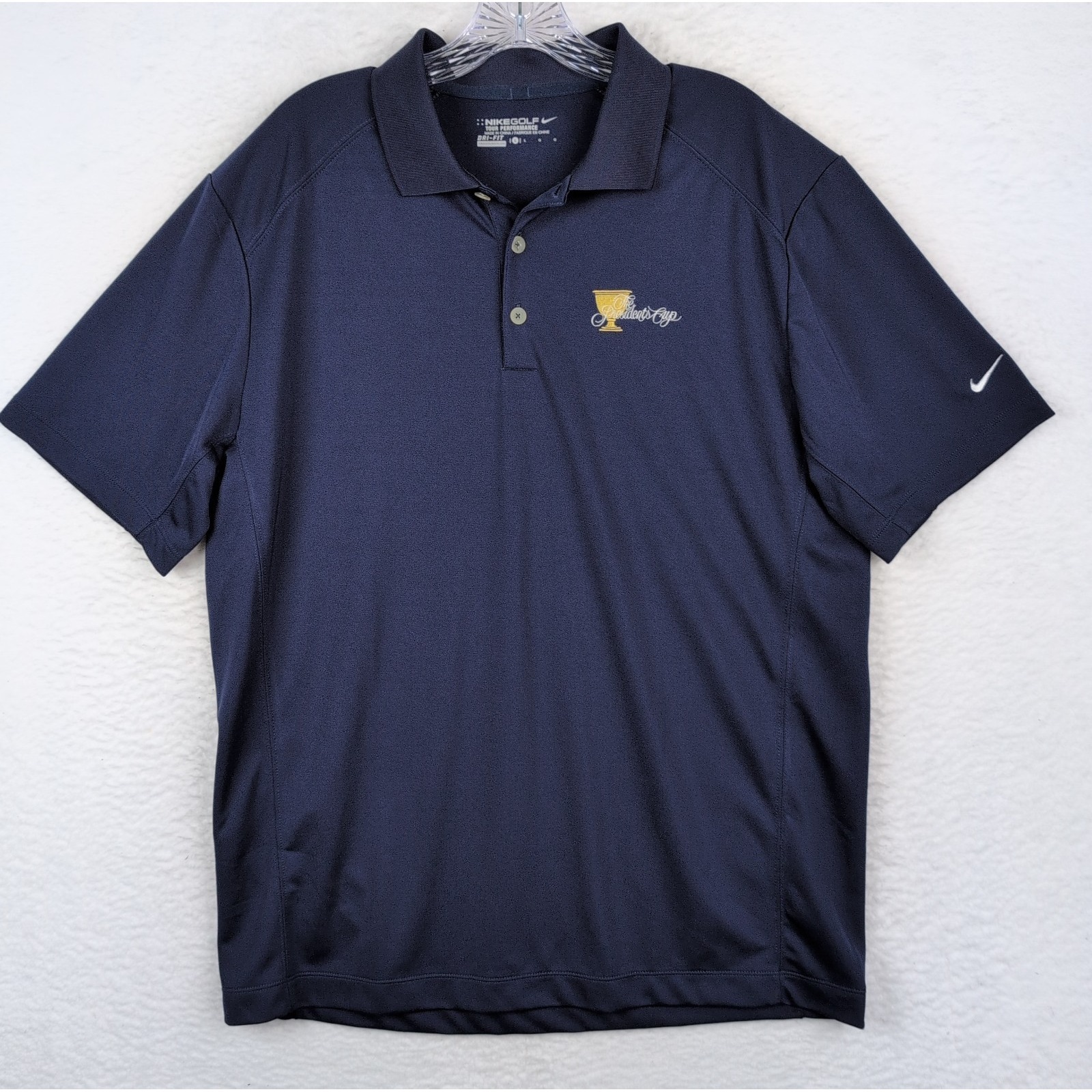 Nike Golf Polo Shirt Logo Golf Tour Performance Dri Fit Presidents Cup Pga Large